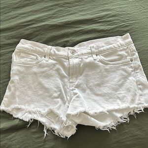 Hudson Jeans White Frayed Jean Shorts